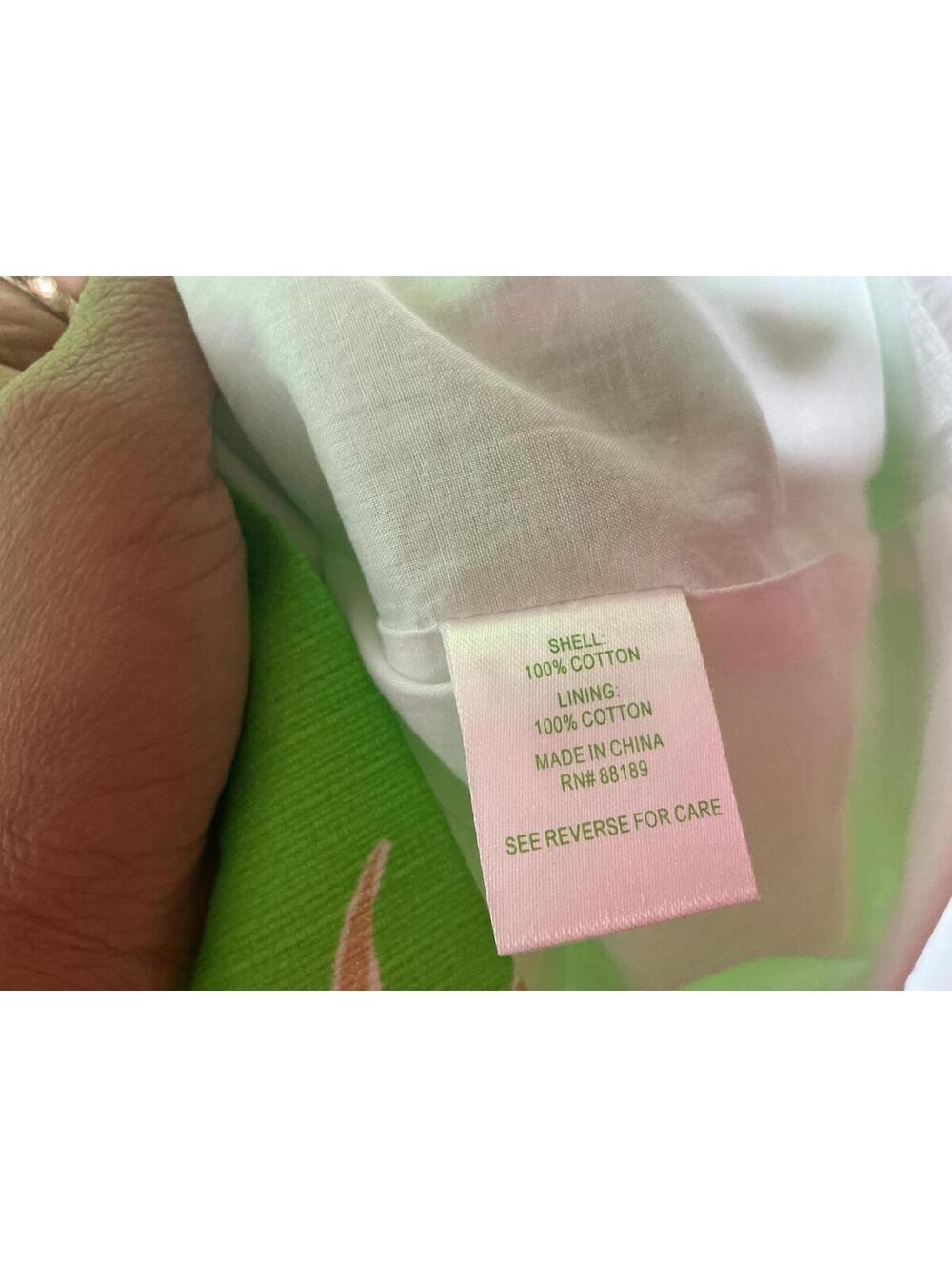 < Lilly Pulitzer Lottie Strapless Dress Green/Gold Size 6 Preppy Tropical > - Picture 3 of 4